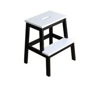 ARUNASO marchepied Tabouret d'escalier en Bois Massif, échelle d'escalade intérieure, Banc à Langer à Double Couche for escalier Haut et Bas, for Usage Domestique Pliable(Black+White)