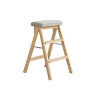 ARUNASO marchepied Tabouret d'escalier Pliable, Banc Haut Portable, Chaise échelle en Bois Massif, Convient for la Cuisine, la Salle de Bain et Le Bureau Pliable(Plain)