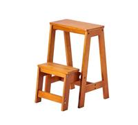 ARUNASO marchepied Tabouret d'escalier Pliable Multifonction en Bois Massif, Facile à Ranger, idéal for la Cuisine, la Chambre à Coucher ou Le Garage Pliable(Light Walnut)