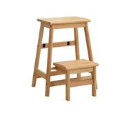 ARUNASO marchepied Tabouret-escabeau Pliant en Bois 2 en 1, Chaise échelle réversible à 2 Niveaux, Chaise de Salle à Manger à Double Usage for Cuisine, bibliothèque, Salon Pliable(Wood Color)