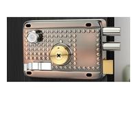 ARUNASO poignet de porte Traditional Nightlatch Electro Brass Finish Standard Security Double Lock Cylinder Interlocking Locking Structure serrure(Right-opening with beveled edge1)