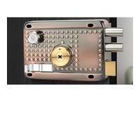 ARUNASO poignet de porte Traditional Nightlatch Electro Brass Finish Standard Security Double Lock Cylinder Interlocking Locking Structure serrure(Right-opening with edge1)