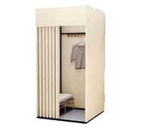 ARUNASO Portable Cabine d'essayage Mobile Compatible with Magasin de vêtements Facile à Assembler Protection de la Vie privée Cabine essayage(Beige,S)