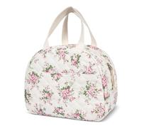 ARUNASO sac a dejeuner Sac à déjeuner isotherme for femme, réutilisable, grande capacité, étanche, en velours côtelé, idéal for le travail, le bureau isothermes(Quilted-Pink)