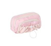ARUNASO Trousse Étui à stylos de Grande capacité avec Cordon de Serrage Multicouche, étui à Crayons Mignon et élégant for Le Bureau d'étude ou Les Voyages Grande(Roze)