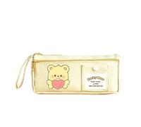 ARUNASO Trousse Trousse à Crayons en Forme d'ours crème for étudiant, Jolie Trousse de Papeterie, Grande capacité, Double Couche, Organiseur Portable avec poignée Grande(Care Bears)