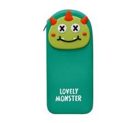 ARUNASO Trousse Trousse à Crayons en Silicone Grande capacité, Motif 3D, adorables Monstres, Compatible with la rentrée Scolaire, Compatible with Adolescents. Grande(Groen)