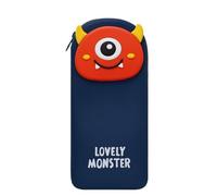 ARUNASO Trousse Trousse à Crayons en Silicone Grande capacité, Motif 3D, adorables Monstres, Compatible with la rentrée Scolaire, Compatible with Adolescents. Grande(Donker Blauw)