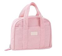 ARUNASO Trousse Trousse Extra Large à 8 Compartiments, Large Ouverture, en Velours côtelé Souple, idéale for l'école ou Les Ados. Grande(Roze)