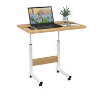 ARunThLana 60x40cm Table Roulante pour Lit Canapé, Table d'ordinateur, Bois, Bureau réglable en Hauteur, avec roulettes, pour Chambre à Coucher, Bureau, canapé