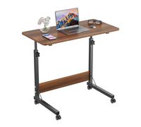 ARunThLana Bureau, Table d'ordinateur, Bois, réglable en Hauteur 61-96cm, avec roulettes, Table d'appoint Angle réglable, pour Chambre, canapé (B-Bois, 80x40cm)