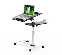 ARunThLana Bureau, Table d'ordinateur, Bois, réglable en Hauteur 61-96cm, avec roulettes, Table d'appoint Angle réglable, pour Chambre, canapé