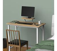 ARunThLana Table d'ordinateur 80x40cm, Bureau, Table de PC, avec Support d'écran, Bois, Structure métallique, pour Chambre à Coucher, Bureau, lit, canapé, Couleur Bois