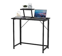ARunThLana Table d'ordinateur Pliable 80x45cm,Table de Bureau Pliante, avec Support d'écran, Structure métallique, pour Chambre, Bureau, lit, canapé, Noir