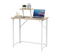 ARunThLana Table d'ordinateur Pliable 80x45cm, Table de PC, Table Murale Pliable, avec Support d'écran, Bois, Structure métallique, pour Chambre à Coucher, Bureau, lit, canapé, Couleur Bois