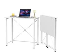 ARunThLana Table d'ordinateur Pliable 80x45cm, Table PC, Table Murale Pliable, Bois, Structure métallique, pour Chambre, Bureau, lit, canapé, Blanc