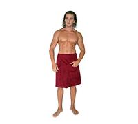 Arus Drap de Bain, Serviette de Bain, Homme, avec Attache Crochet et Boucle autocollante, 100% Coton, Couleur : Bordeaux, Taille: S/M