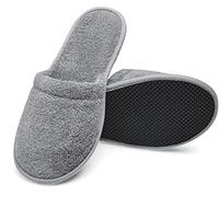Arus Pantoufles Mules 1 Paire Chaussons de Bain Ultra-Légers - Éponge 100 % Coton - Antidérapants, Respirants - Unisexe pour Hôtel, Spa, Piscine, Salle de Bain, Gris, 38-42, GR-1