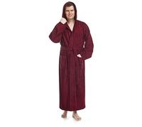 Arus Peignoir de Bain homme, à capuche, extra-Long, en éponge, doux et léger,100% Coton, bordeaux, taille homme: S Long, taille unisexe: S-M Long