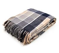 Arus Plaid en Acrylique de la Collection Highlands, Taille Queen-Size, Motif Tartan Bleu, 152 x 203 cm