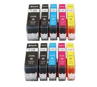 AruwSwOce Cartouche d'encre Compatible PGI-220 CLI-221, Ensemble de 5 Couleurs pour IP3600 IP4600 IP4700 MX860 MX870 MP550 MP560(2SET 10PK)