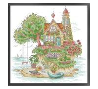 ARVALOLET Kit de broderie partielle au point de croix en fil de coton écologique 14CT peinture maison imprimée différentes tailles