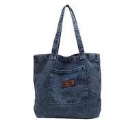 ARVALOLET Sac à bandoulière de luxe en denim Fashionalbe - Couleur unie - Pour femme - Pour le bureau et les voyages, noir foncé, 40x33x12cm/15.75x12.99x4.72in