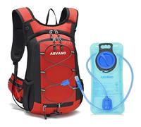 Arvano 15L Sac à Dos Vélo avec Poche d'eau 2L Sac à Dos d'hydratation Ultra-léger Respirable Imperméable pour VTT Ski Course Randonnée Cyclisme Snowboard Femme Homme (Rouge, Taille Unique)