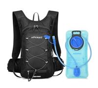 Arvano 15L Sac à Dos Vélo avec Poche d'eau 2L Sac à Dos d'hydratation Ultra-léger Respirable Imperméable pour VTT Ski Course Randonnée Cyclisme Snowboard Femme Homme (Noir, Taille Unique)