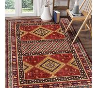 Arvella Rug Grand Tapis Chambre et Salon Doux Poils Courts, Antidérapant et Lavable en Machine pour Cuisine et Salle à Manger Rouge Géométrique Ethnique 180 x 200 cm