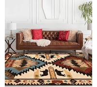 Arvella Rug Tapis Antidérapant Salon et Chambre Lavable, Doux et Moderne, Parfait pour Terrasse, Couloir et Salle à Manger Intime Style Ethnique Géométrique Rétro Marron 130 x 200 cm