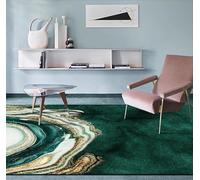 Arvella Rug Tapis Grand Salon Poil Ras Lavable, Antidérapant et Doux, idéal pour Salle à Manger, Chambre, Cuisine et Bureau Style d'encre Abstrait Vert 200 x 250 cm