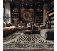 Arvella Rug Tapis Grand Salon Poil Ras Lavable, Antidérapant et Doux, idéal pour Salle à Manger, Chambre, Cuisine et Bureau Imprimé Zèbre Moderne Noir et Blanc 200 x 250 cm