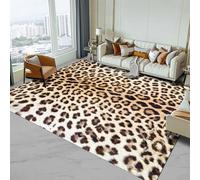 Arvella Rug Tapis Poils Ras Doux Salon et Chambre, Lavable Antidérapant, utilisable en Salle à Manger, Cuisine, Terrasse et Entrée Imprimé Léopard Marron Rétro 110 x 190 cm