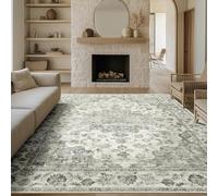 Arvella Rug Tapis Salon et Chambre Doux, Antidérapant et Lavable, conçu pour Salle à Manger, Couloir, Terrasse et Cuisine Familiale Vert Ethnique Moderne 90 x 150 cm