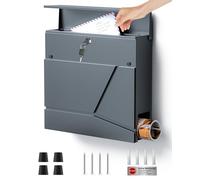 Arverta Boîte aux Lettres Murale, avec Serrure avec Couvercle Rotatif, Compartiment à Journaux, Montage Facile, 37 x 37 x 10 cm, Gris Anthracite