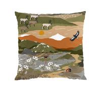 Arvidssons Textil Taie Fjällvandring 47x47 cm Vert-rost