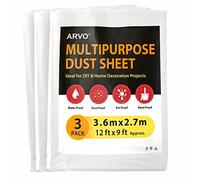 ARVO Lot de 3 feuilles anti-poussière extra larges en plastique pour décoration - 3,6 m x 2,7 m (3,7 x 2,7 m), bâche anti-poussière pour peinture, idéale pour protéger les meubles, les sols, la