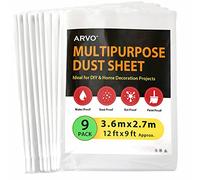 ARVO Lot de 9 feuilles anti-poussière extra larges en plastique pour décoration - 3,6 m x 2,75 m, polyéthylène imperméable pour peinture, meubles, protection du sol, idéal avec combinaison de peinture