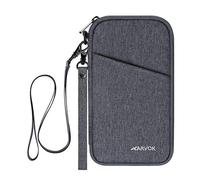 Arvok Organisateur de Voyage Portefeuille Passeport Sécurisée avec Anti-vol RFID Blocking, Dragonne & Dragonne Amovibles pour Femme, Homme, Téléphone, Billet d'avion, Cartes de Crédit