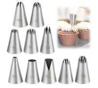 Arvoni 10 Pièces Douilles à Pâtisserie, Douille Pâtisserie Professionnelle Réutilisable, Embout Poche à Douille Pâtisserie Facile à Nettoyer, pour Décoration de Gâteaux, Tartes, Biscuits