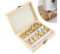 Arvoni 12 Pièces Fraises Defonceuse 6mm, Coffret de Fraises pour Défonceuses, Mèches en Carbure de Tungstène pour Bois, Fraise à Bois, Coupe Droite et Rainurage, pour Travail du bois