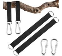 Arvoni 2 Pièces Sangle Hamac, Sangle Balancoire Arbre avec Mousquetons et Anneaux en D, Fixation Hamac Sangles en Nylon Double Couche, pour Balancoire de Jardin Hamac Chaise Suspendue Exterieur