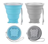 Arvoni 2 Pièces Tasse en Silicone Pliable, 320ml Gobelet Pliable avec Couvercle Hermétique, Gobelet Retractable Facile à Transporter et Réutilisable pour Pique Nique, Camping, Randonnée en Plein Air