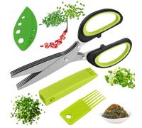 Arvoni 4 Pièces Ciseaux Herbes Aromatiques 5 Couches Ensemble, avec Housse de Ciseaux, Peigne de Nettoyage, Effeuilleuse à Herbes, Cuisine Pour Ciboulette, Persil, Fines Herbes