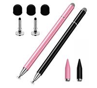 Arvoni Lot de 2 Stylet Tablette, Stylet pour Tous Les écrans Tactiles, 3 en 1 Universel Capacitif Stylo, Stylo Tablette Tactile Haute Sensibilité, Compatible avec Samsung Huawei Tablette(Noir/Rose)