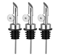 Arvoni Lot de 3 verseurs d'huile d'olive en acier inoxydable avec fermeture automatique, distributeur pour bouteilles d'alcool, spiritueux et vinaigre