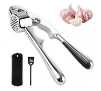 Arvoni Presse Ail Inox, Ecrase Ail, Presse-ail de Cuisine Professionnelle, Garlic Press avec Éplucheur D'ail et Brosse de Nettoyage, Fonction de Serrage du Noyer, Passe au Lave vaisselle