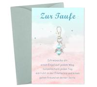 ARVOV Pendentif ange gardien - Cadeau de baptême garçon - Carte de baptême garçon avec porte-clés, carte de baptême garçon et enveloppe - Ange gardien - Cadeau de baptême garçon (bleu)