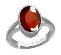 Arwacraft Bague en argent plaqué argent 6,00 Ratti / 5,00 carats certifiée naturelle Hessonite/grenat/pierre précieuse gommée Tailles entre 15 et 28 pour homme et femme S-B08TF2Y4MRNAMZ